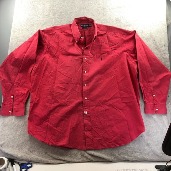 Ralph Lauren Men Blake Shirt XXL Red Long Sleeve Button-Down Shirt Cotton Casual - Picture 11 of 12